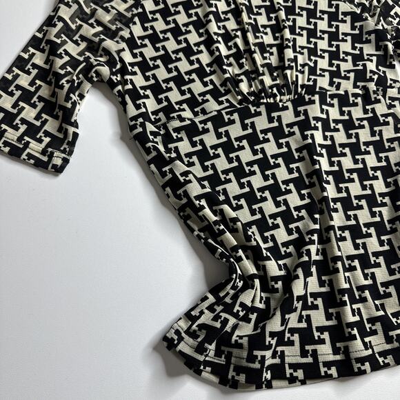 Y2K Geometric Print Ruched Top High Neck Cyber Indie Mod Retro Medium Minimalist - Picture 5 of 12